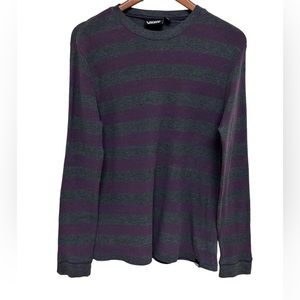 Vans Long Sleeve Crew Neck Waffle Tee in Purple & Charcoal Grey (Youth/Boys L)
